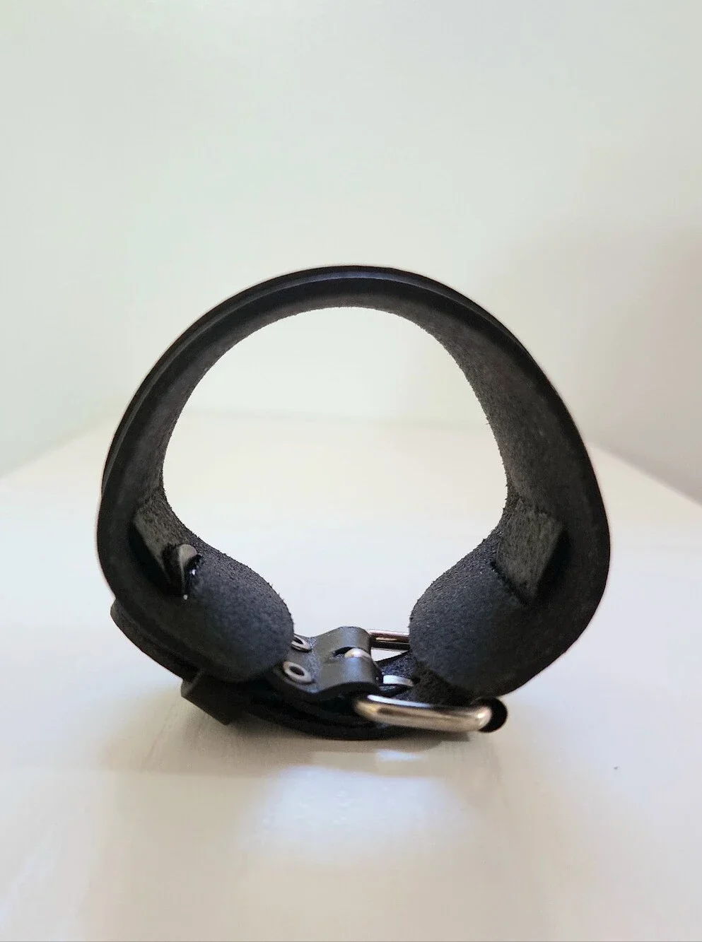 Men's & Women's Black Genuine Leather Cuff Bracelet - Minimalist Style, Black